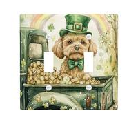 Plaque murale décorative pour interrupteur mural à 2 interrupteurs à double bascule, camion de ferme, chiot, plaque de commutation électrique arc-en-ciel pour chambre à coucher