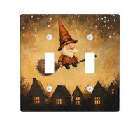 Plaque murale décorative pour interrupteur mural à 2 interrupteurs - Double bascule - Balai de sorcière amusant - Étoiles - Plaque électrique pour cuisine et salle de bain