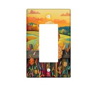 Plaque murale décorative pour interrupteur mural à bascule unique, clôture de campagne d'automne pour cuisine, salle de bain, animal domestique