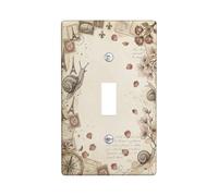 Plaque murale décorative pour interrupteur simple en forme d'escargot - Motif carte postale vintage romantique - En plastique beige - Taille standard - Pour maison, salon, nouvel appartement (simple)