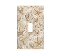 Plaque murale décorative pour interrupteur simple en forme d'étoile de mer, coquillages naturels côtiers, sable dollar d'été, beige, taille standard pour nouvel appartement, maison, chambre à coucher