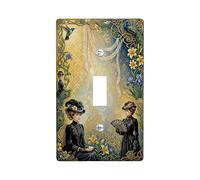 Plaque murale décorative pour interrupteur simple paon - Motif colibri vintage - Sans plastique doré - Taille standard - Pour nouvel appartement, maison, chambre à coucher, bureau (simple)