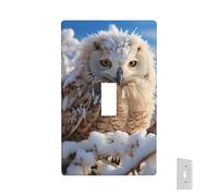 Plaque murale décorative pour prise de courant - Hibou des neiges - 1 interrupteur - Façades électriques de taille standard - Pour cuisine, chambre à coucher