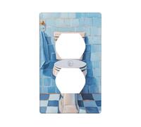 Plaque murale décorative pour salle de bain et toilettes - Motif carreaux - Style rétro - 7 x 11,4 cm