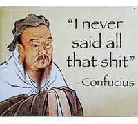 Plaque murale décorative rétro vintage Confucius I Never Said All That pour maison, bar, pub, cuisine, restaurant, 30,5 x 20,3 cm