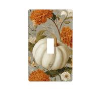 Plaque murale décorative simple pour interrupteur à bascule simple pour cuisine, ferme, chambre à coucher, salle de bain - Citrouille blanche et fleurs oranges