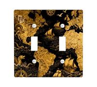 Plaque murale décorative vintage avec 2 interrupteurs à double bascule, carte d'itinéraire nautique esthétique, plaque électrique imprimée de bateau