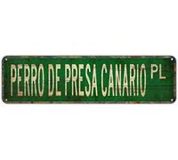 Plaque murale décorative vintage Perro De Presa Canario Perro De Presa Canario Panneau Perro De Presa Canario Panneau Perro De Tin Décoration Murale 40,6 x 10,2 cm