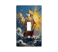 Plaque murale décorative vintage pour interrupteur de bateau nautique - Plaque murale à bascule unique - Carte au trésor de l'océan - Plaque électrique cool pour chambre à coucher
