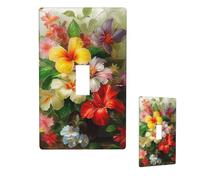 Plaque murale décoratrice - 1 interrupteur à bascule - Taille standard - 11,4 x 7 cm - Plaque murale à bascule simple - Bouquets de fleurs - Couvercle d'interrupteur pour prises électriques