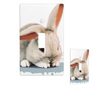 Plaque murale décoratrice - 1 interrupteur à bascule - Taille standard - 11,4 x 7 cm - Plaque murale à bascule simple - Cache-prise - Couvercle de prise de courant - Lapin cri - Pour décoration de