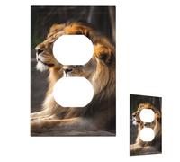 Plaque murale décoratrice 1 interrupteur de taille moyenne 12,7 x 7,6 cm Couvertures de prise de courant Deux Lions pour prises électriques, plaques d'interrupteur à bascule simples