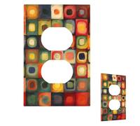 Plaque murale décoratrice 1 interrupteur de taille moyenne 12,7 x 7,6 cm Couvertures de prise de courant d'art abstrait Carrés Plaques murales pour prises électriques, cache-prise, plaques