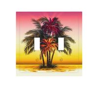 Plaque murale décoratrice à 2 interrupteurs à bascule - Taille moyenne - 12,7 x 12,4 cm - Plaque murale à bascule simple - Cache-prise de courant - Fleurs tropicales - Pour décoration de prises