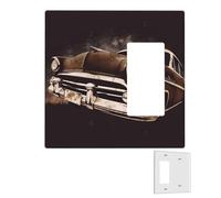 Plaque murale décoratrice à 2 interrupteurs - Couvercles de prise de courant duplex - Voiture américaine en marron - Plaques murales pour prises électriques - Taille standard - Double plaque