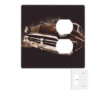 Plaque murale décoratrice à 2 interrupteurs - Couvercles de prise de courant duplex - Voiture américaine en marron - Plaques murales pour prises électriques - Taille standard - Double plaque