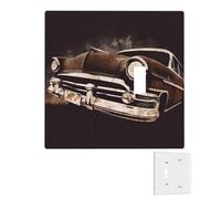 Plaque murale décoratrice à 2 interrupteurs - Couvercles de prise de courant duplex - Voiture américaine en marron - Plaques murales pour prises électriques - Taille standard - Double plaque
