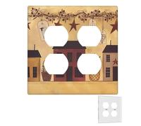 Plaque murale décoratrice à 2 interrupteurs - Couvertures de prise de courant duplex - Beige marron - Plaques murales pour maison et fruits - Pour prises électriques - Double plaque d'interrupteur à