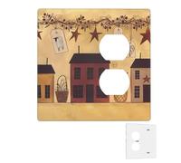 Plaque murale décoratrice à 2 interrupteurs - Couvertures de prise de courant duplex - Beige marron - Plaques murales pour maison et fruits - Pour prises électriques - Double plaque d'interrupteur à