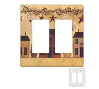 Plaque murale décoratrice à 2 interrupteurs - Couvertures de prise de courant duplex - Beige marron - Plaques murales pour maison et fruits - Pour prises électriques - Double plaque d'interrupteur à