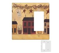 Plaque murale décoratrice à 2 interrupteurs - Couvertures de prise de courant duplex - Beige marron - Plaques murales pour maison et fruits - Pour prises électriques - Double plaque d'interrupteur à