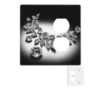 Plaque murale décoratrice à 2 interrupteurs - Couvertures de prise duplex - Bijoux en diamant - Plaques murales de luxe pour prises électriques - Double plaque d'interrupteur à bascule de taille