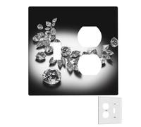 Plaque murale décoratrice à 2 interrupteurs - Couvertures de prise duplex - Bijoux en diamant - Plaques murales de luxe pour prises électriques - Double plaque d'interrupteur à bascule de taille