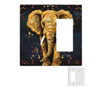 Plaque murale décoratrice à 2 interrupteurs - Couvertures de prise duplex - Plaques murales abstraites éléphant pour prises électriques - Taille standard - Double interrupteur à bascule