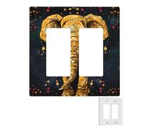 Plaque murale décoratrice à 2 interrupteurs - Couvertures de prise duplex - Plaques murales abstraites éléphant pour prises électriques - Taille standard - Double interrupteur à bascule