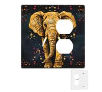 Plaque murale décoratrice à 2 interrupteurs - Couvertures de prise duplex - Plaques murales abstraites éléphant pour prises électriques - Taille standard - Double interrupteur à bascule