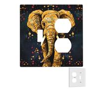 Plaque murale décoratrice à 2 interrupteurs - Couvertures de prise duplex - Plaques murales abstraites éléphant pour prises électriques - Taille standard - Double interrupteur à bascule