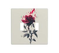 Plaque murale double avec cadre et rose rouge - 11,4 x 11,4 cm