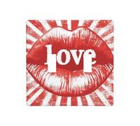Plaque murale double avec inscription Word Love Red Lips - 11,4 x 11,4 cm