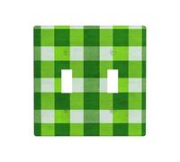 Plaque murale double avec motif à carreaux vert gazon et blanc - 11,4 x 11,4 cm