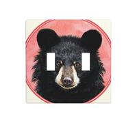 Plaque murale double avec motif ours noir asiatique - 11,4 x 11,4 cm