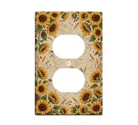 Plaque murale double avec motif tournesol - Motif floral vintage - Baie d'automne - Taille standard - Double prise de courant - Pour maison, salon, chambre à coucher, salle de bain