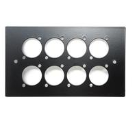 Plaque murale double bande en aluminium - Trou série D compatible avec Neutrik, HDMI, USB, RJ45, XLR, RCA, BNC 121 x 86 x 5 mm avec vis (8 trous)