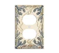Plaque murale double en forme de homard - Coquillage d'algues côtières vintage - Beige d'été - Taille standard - Pour salon, chambre à coucher, maison et bureau