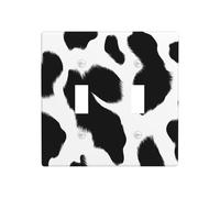 Plaque murale double en peau de vache noire et blanche - 11,4 x 11,4 cm