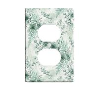 Plaque murale double en plastique vert botanique vintage fougère eucalyptus taille standard pour prises électriques pour maison, salon, nouvel appartement