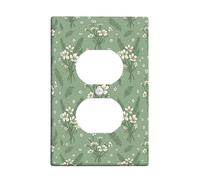 Plaque murale double en plastique vert botanique vintage pour prises électriques pour maison, salon, chambre à coucher, salle de bain