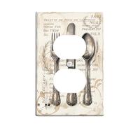 Plaque murale double pour fourche duplex, style vintage, rustique, couteau, cuillère, en plastique marron automne, taille standard, double prise de courant pour la maison, le salon, la chambre à