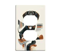 Plaque murale double pour prise de courant Duplex Teckel, lignes géométriques contemporaines, sans plastique marron, taille standard, double prise de courant pour nouvel appartement, maison, chambre à