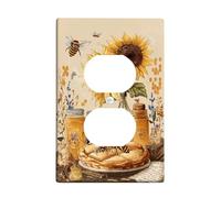 Plaque murale double prise de courant duplex en plastique jaune d'été rustique vintage pour maison, salon, chambre à coucher, salle de bain