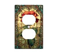 Plaque murale double prise de courant en forme de rose - Feuilles vintage - Sans plastique rouge - Taille standard - Double prise de courant pour nouvel appartement, maison, chambre à coucher, bureau