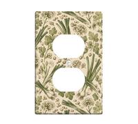 Plaque murale duplex à herbes - Ciboulette vintage botanique - Coriandre - En plastique vert printemps - Taille standard pour prises électriques pour chambre à coucher, salle de bain, cuisine, entrée
