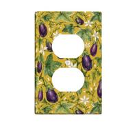 Plaque murale duplex d'aubergine, fleur de lierre naturelle botanique, jaune d'été, taille standard, double prise de courant pour nouvel appartement, maison, chambre à coucher, bureau