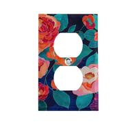 Plaque murale duplex en acier inoxydable - Taille standard - Fleurs rouges et oranges - Pour cuisine, salle de bain, décoration d'intérieur