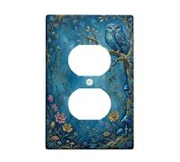 Plaque murale duplex en forme de chouette - Fleurs fantaisistes - Sans plastique bleu - Taille standard - Pour nouvel appartement, maison, chambre à coucher, bureau