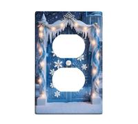 Plaque murale duplex en forme de flocon de neige pour porte de fête d'hiver en forme de stalactites en plastique bleu taille standard pour maison, salon, nouvel appartement